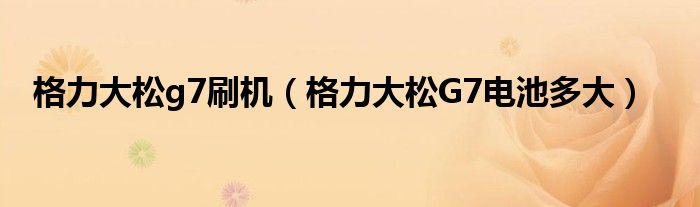 格力大松g7刷机格力大松g7电池多大