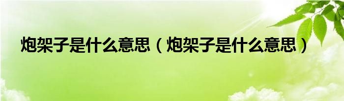 炮架子是什么意思,炮架子是什么意思这个很多人还不