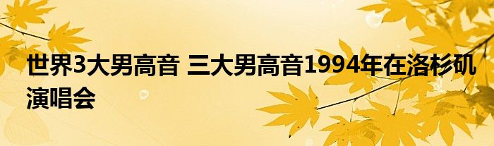 世界3大男高音 三大男深圳生涯網高音1994年在洛杉磯演唱會歌曲《我的