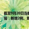 截至9月20日当前天津河东区最新疫情消息今天实时数据通报：新增2例、累计确诊55例