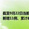 截至9月22日当前四川遂宁最新疫情消息今天实时数据通报：新增11例、累计确诊68例