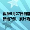 截至9月27日当前广东深圳最新疫情消息今天实时数据通报：新增7例、累计确诊2042例