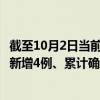 截至10月2日当前山东济南最新疫情消息今天实时数据通报：新增4例、累计确诊148例