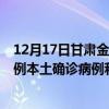 12月17日甘肃金昌最新疫情消息今天实时数据通报：新增0例本土确诊病例和0例无症状感染者