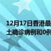 12月17日香港最新疫情消息今天实时数据通报：新增0例本土确诊病例和0例无症状感染者