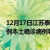 12月17日江苏泰州最新疫情消息今天实时数据通报：新增0例本土确诊病例和0例无症状感染者