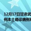 12月17日甘肃武威最新疫情消息今天实时数据通报：新增0例本土确诊病例和0例无症状感染者