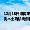 12月18日海南定安最新疫情消息今天实时数据通报：新增0例本土确诊病例和0例无症状感染者