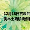 12月18日甘肃武威最新疫情消息今天实时数据通报：新增0例本土确诊病例和0例无症状感染者