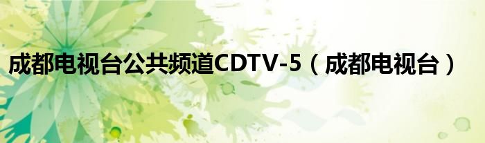 成都电视台公共频道CDTV