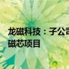 龙磁科技：子公司拟投资2.56亿元建设软磁铁氧体原材料及磁芯项目