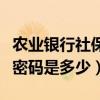 农业银行社保卡初始密码是多少（社保卡初始密码是多少）