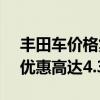 丰田车价格集体跳水 卡罗拉低至7.98万起，优惠高达4.3万