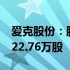 爱克股份：股东拟合计减持公司股份不超过322.76万股