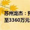 苏州龙杰：预计2024年半年度净利润2800万至3360万元