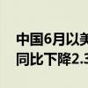 中国6月以美元计价出口同比增长8.6% 进口同比下降2.3%