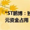 *ST鹏博：独立董事督促函 要求追讨4800万元资金占用