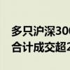 多只沪深300ETF基金今日出现天量成交 4只合计成交超288亿元