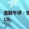 港股午评：恒生指数涨0.82% 心动公司涨超11%