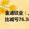 金浦钛业：上半年净利润亏损7800万元，同比减亏76.38%