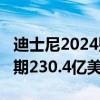 迪士尼2024财年Q3营收231.6亿美元 市场预期230.4亿美元