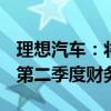 理想汽车：将于2024年8月28日公布2024年第二季度财务业绩