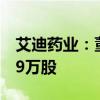 艾迪药业：董事兼副总裁王军拟减持不超过69万股