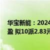 华宝新能：2024年上半年净利润7283.83万元 同比扭亏为盈 拟10派2.83元