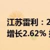 江苏雷利：2024年上半年净利润1.72亿 同比增长2.62% 拟10派2元