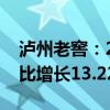 泸州老窖：2024上半年净利润80.28亿元 同比增长13.22%