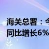 海关总署：今年前8个月 我国货物贸易进出口同比增长6%