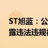 ST旭蓝：公司及公司控股股东因涉嫌信息披露违法违规被立案