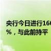 央行今日进行1608亿元7天期逆回购操作，中标利率为1.70%，与此前持平