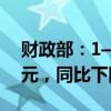 财政部：1—8月证券交易印花税收入653亿元，同比下降55.5%