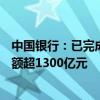 中国银行：已完成近600个“白名单”项目审批 提供融资金额超1300亿元