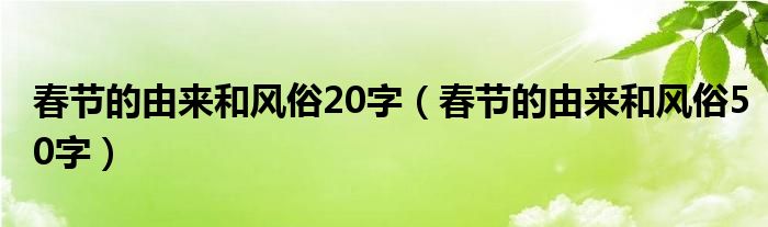 春节的由来和风俗简介30字（春节的由来和风俗简介58字）