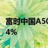 富时中国A50指数期货持续走高，涨幅扩大至4%