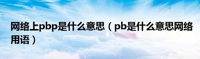 网上说的pb是什么意思（pb 啥意思）