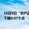 10月9日“农产品批发价格200指数”为133.60，较前一日下降0.07个点