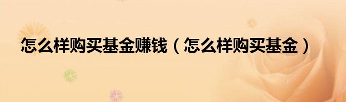 怎样买基金才会赚钱呢（怎么买基金才赚钱）