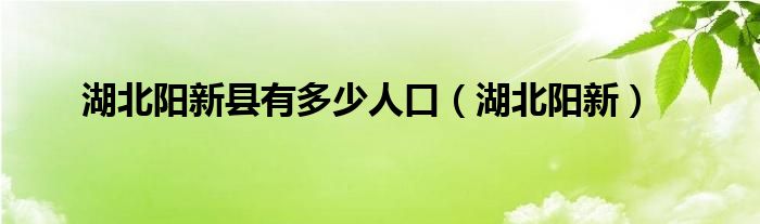 湖北省阳新县多少人口（湖北阳新龙港有多少人口）