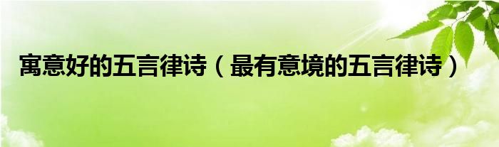 诗句五言律诗（五言律诗意境唯美）