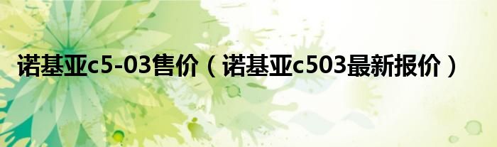 诺基亚c503上市时间及价格（诺基亚c5-03多少钱一台）