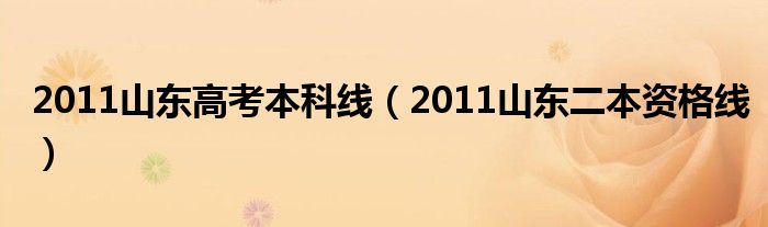 2011年山东高考人数（2011年山东高考二本线是多少）